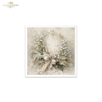 ITD Collection Rice Paper, Mini Set, Floral Wreaths, Shabby Chic, Vintage Decoration, 6 Sheets, 5x8, Decoupage, Mixed Media
