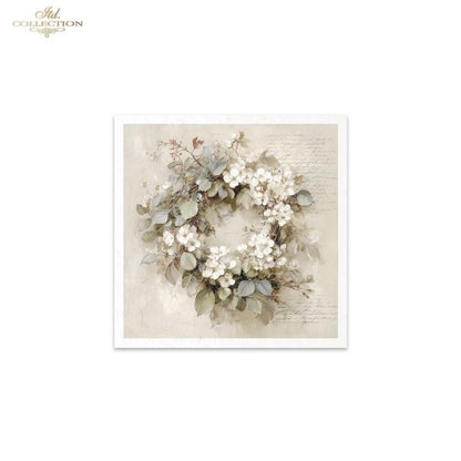 ITD Collection Rice Paper, Mini Set, Floral Wreaths, Shabby Chic, Vintage Decoration, 6 Sheets, 5x8, Decoupage, Mixed Media