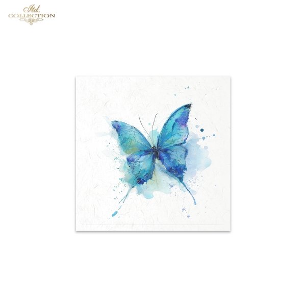 ITD Collection Rice Paper, Mini Set, Watercolor Butterflies, Butterfly Motifs, 6 Sheets, 5x8, Decoupage, Mixed Media