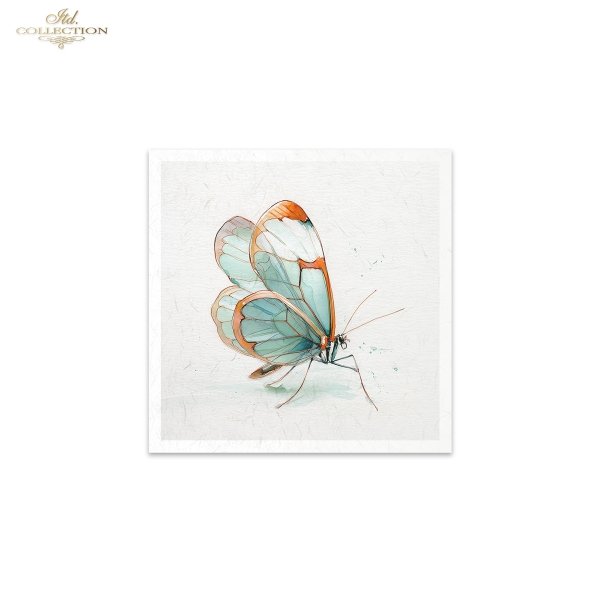 ITD Collection Rice Paper, Mini Set, Watercolor Butterflies, Butterfly Motifs, 6 Sheets, 5x8, Decoupage, Mixed Media