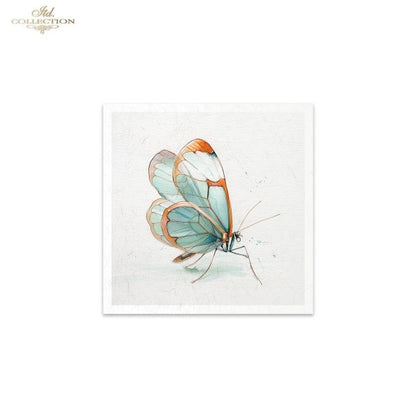 ITD Collection Rice Paper, Mini Set, Watercolor Butterflies, Butterfly Motifs, 6 Sheets, 5x8, Decoupage, Mixed Media