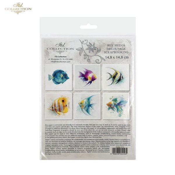 ITD Collection Rice Paper, Mini Set, Watercolor Butterflies, Butterfly Motifs, 6 Sheets, 5x8, Decoupage, Mixed Media