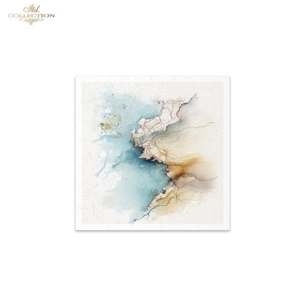ITD Collection Rice Paper, Mini Set, Watercolor Marble, Beach, Sea Motifs, 6 Sheets, 5x8, Decoupage, Mixed Media