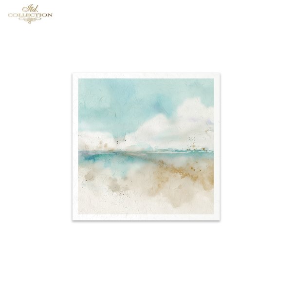 ITD Collection Rice Paper, Mini Set, Watercolor Marble, Beach, Sea Motifs, 6 Sheets, 5x8, Decoupage, Mixed Media