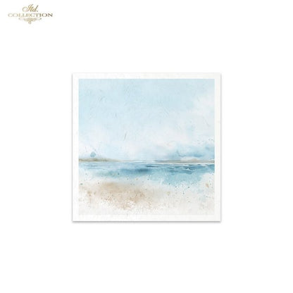 ITD Collection Rice Paper, Mini Set, Watercolor Marble, Beach, Sea Motifs, 6 Sheets, 5x8, Decoupage, Mixed Media