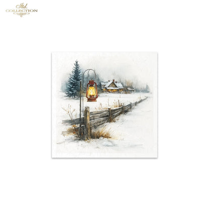 ITD Collection Rice Paper Mini Set | Decoupage, Mixed Media, Christmas Winter, Houses, Vintage Style, Landscapes, 6 Sheets 5.8 x 5.8 inches