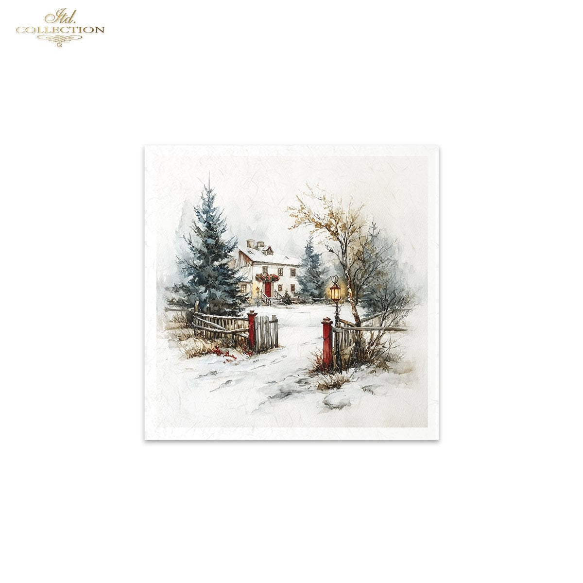 ITD Collection Rice Paper Mini Set | Decoupage, Mixed Media, Christmas Winter, Houses, Vintage Style, Landscapes, 6 Sheets 5.8 x 5.8 inches