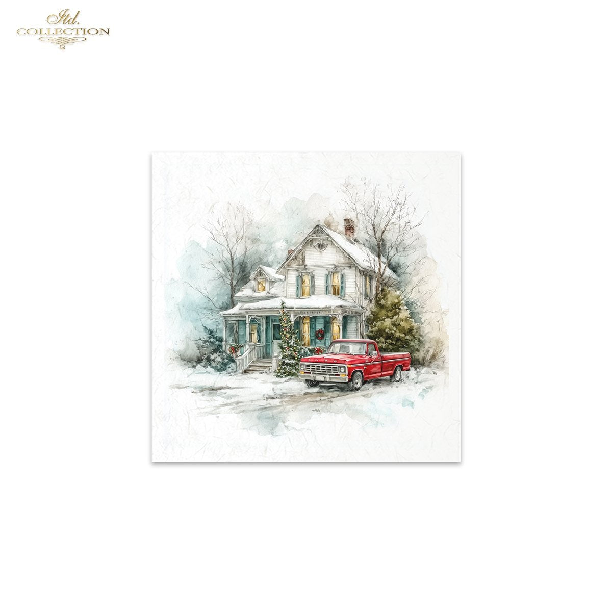 ITD Collection Rice Paper Mini Set | Decoupage, Mixed Media, Christmas Winter, Houses, Vintage Style, Landscapes, 6 Sheets 5.8 x 5.8 inches