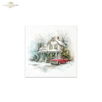 ITD Collection Rice Paper Mini Set | Decoupage, Mixed Media, Christmas Winter, Houses, Vintage Style, Landscapes, 6 Sheets 5.8 x 5.8 inches