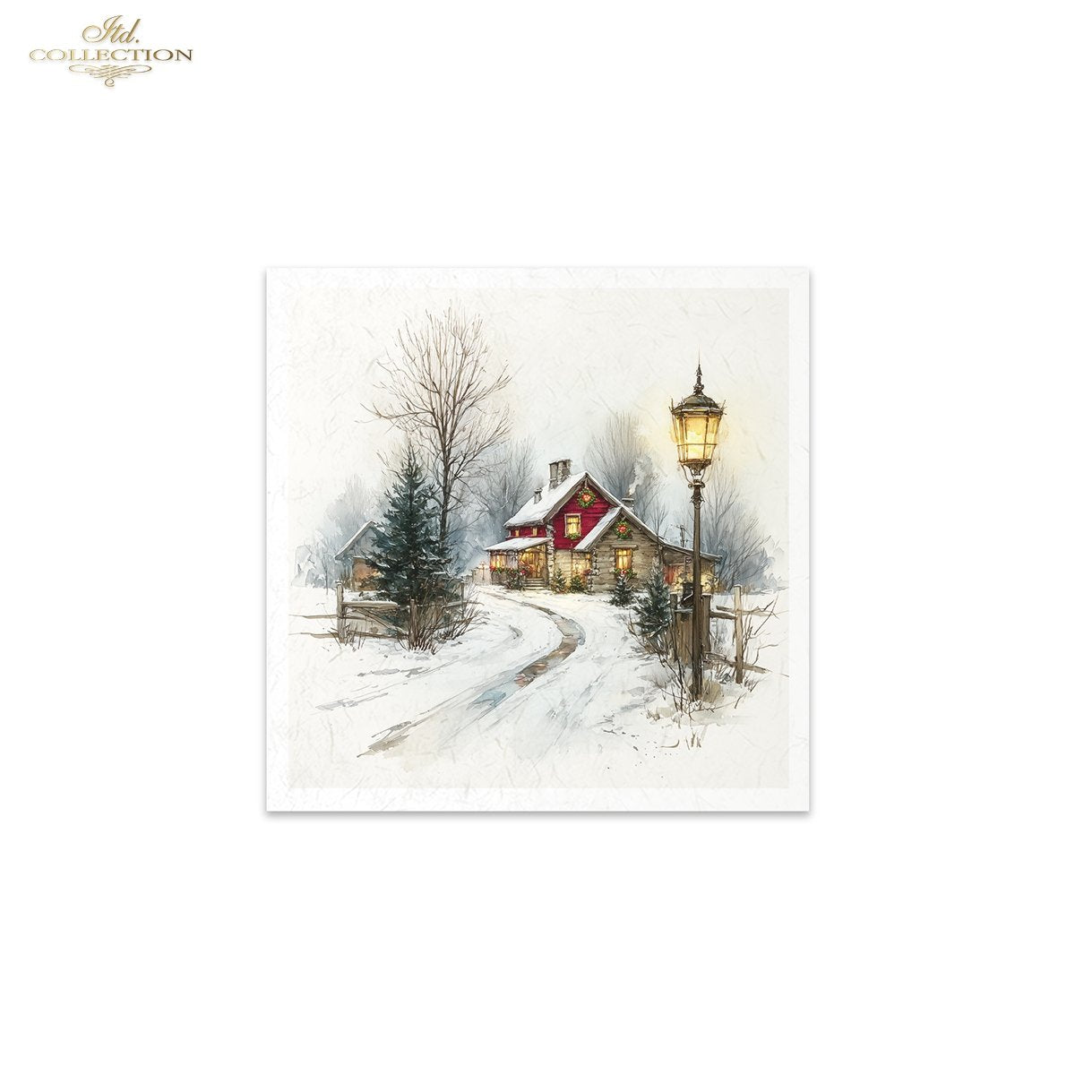 ITD Collection Rice Paper Mini Set | Decoupage, Mixed Media, Christmas Winter, Houses, Vintage Style, Landscapes, 6 Sheets 5.8 x 5.8 inches