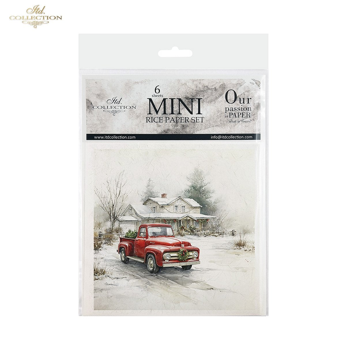 ITD Collection Rice Paper Mini Set | Decoupage, Mixed Media, Christmas Winter, Houses, Vintage Style, Landscapes, 6 Sheets 5.8 x 5.8 inches
