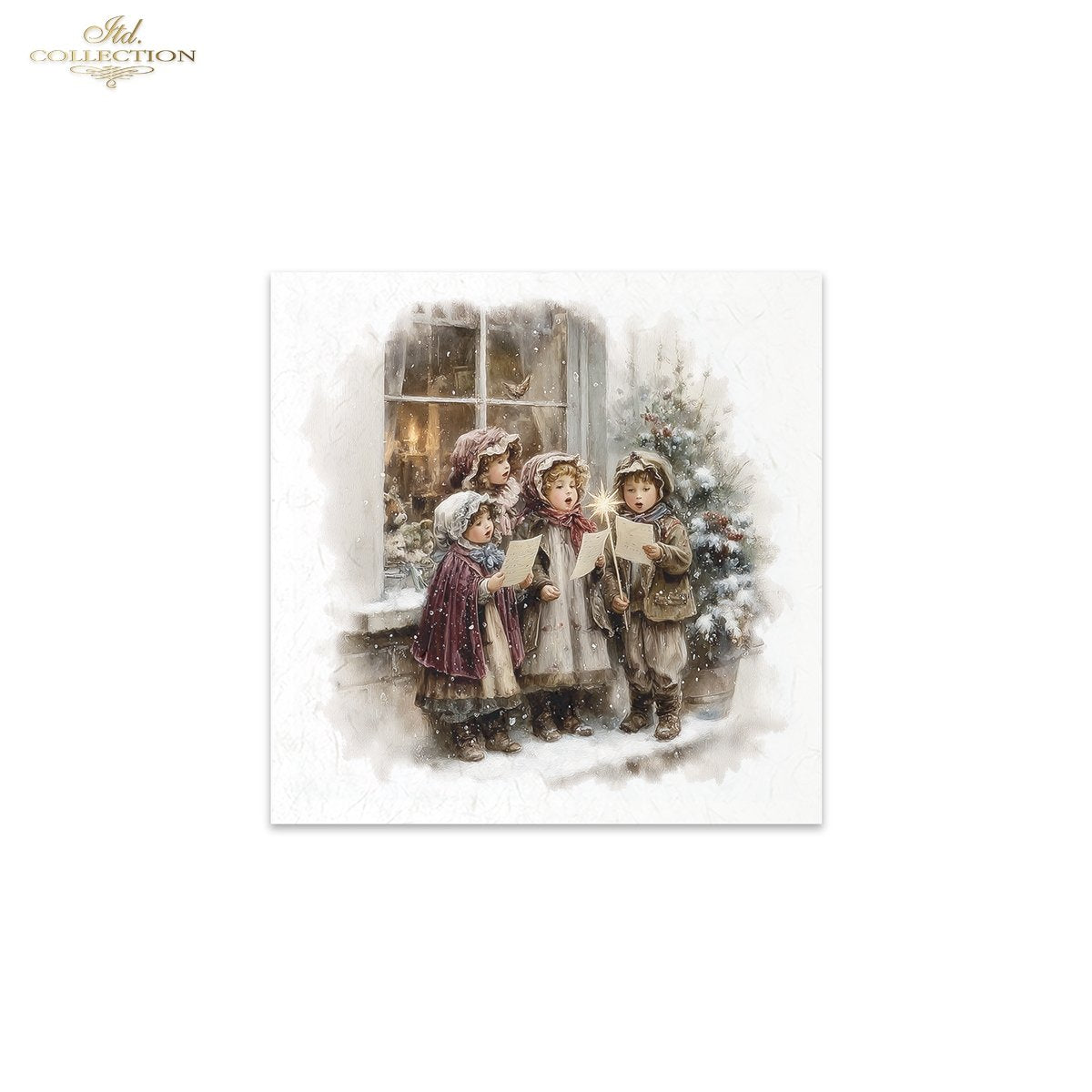 ITD Collection Rice Paper Mini Set | Decoupage, Mixed Media, Christmas Victorian Families, Nostalgic, 6 Sheets 5.8 x 5.8 inches