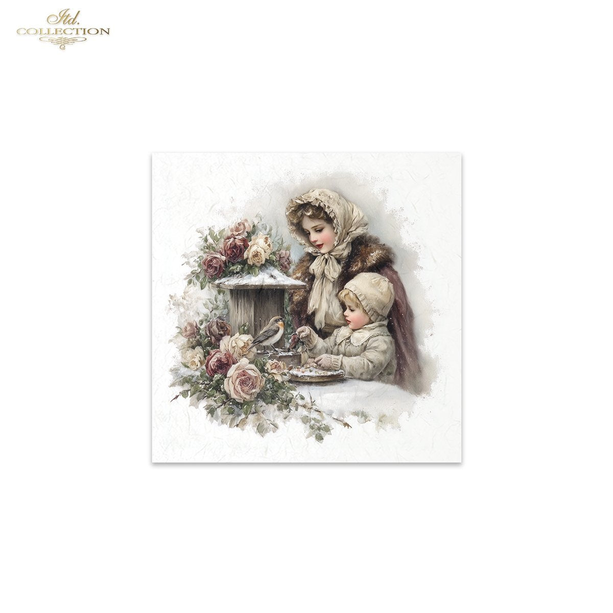 ITD Collection Rice Paper Mini Set | Decoupage, Mixed Media, Christmas Victorian Families, Nostalgic, 6 Sheets 5.8 x 5.8 inches