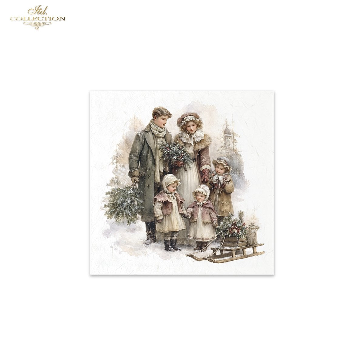ITD Collection Rice Paper Mini Set | Decoupage, Mixed Media, Christmas Victorian Families, Nostalgic, 6 Sheets 5.8 x 5.8 inches
