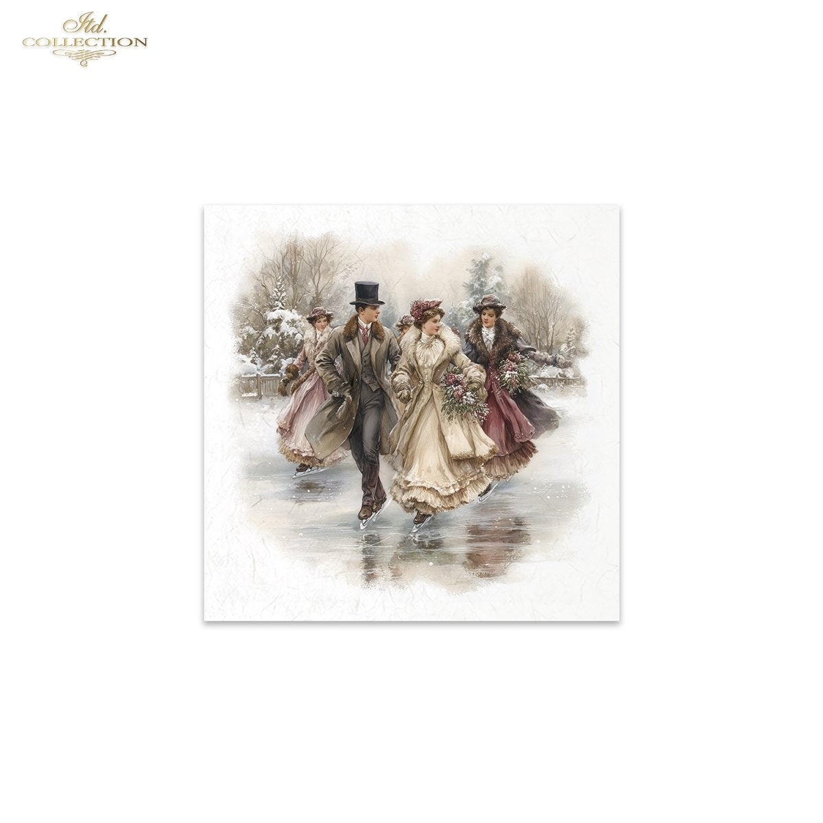 ITD Collection Rice Paper Mini Set | Decoupage, Mixed Media, Christmas Victorian Families, Nostalgic, 6 Sheets 5.8 x 5.8 inches