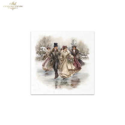 ITD Collection Rice Paper Mini Set | Decoupage, Mixed Media, Christmas Victorian Families, Nostalgic, 6 Sheets 5.8 x 5.8 inches