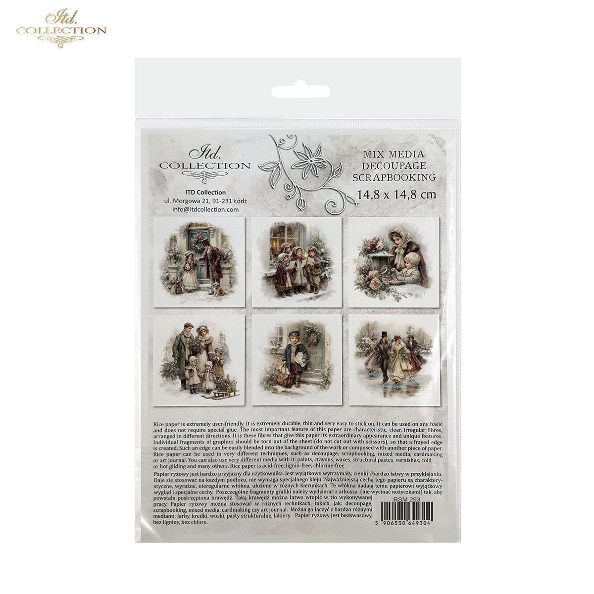ITD Collection Rice Paper Mini Set | Decoupage, Mixed Media, Christmas Victorian Families, Nostalgic, 6 Sheets 5.8 x 5.8 inches