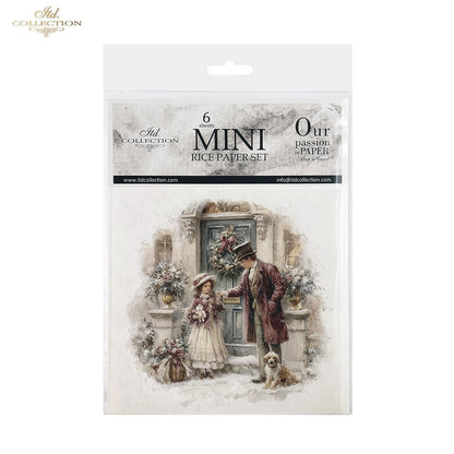 ITD Collection Rice Paper Mini Set | Decoupage, Mixed Media, Christmas Victorian Families, Nostalgic, 6 Sheets 5.8 x 5.8 inches