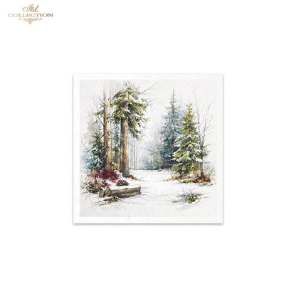 ITD Collection Rice Paper Mini Set | Decoupage, Mixed Media, Christmas Winter, Forest, Cabin Scenes, 6 Sheets 5.8 x 5.8 inches