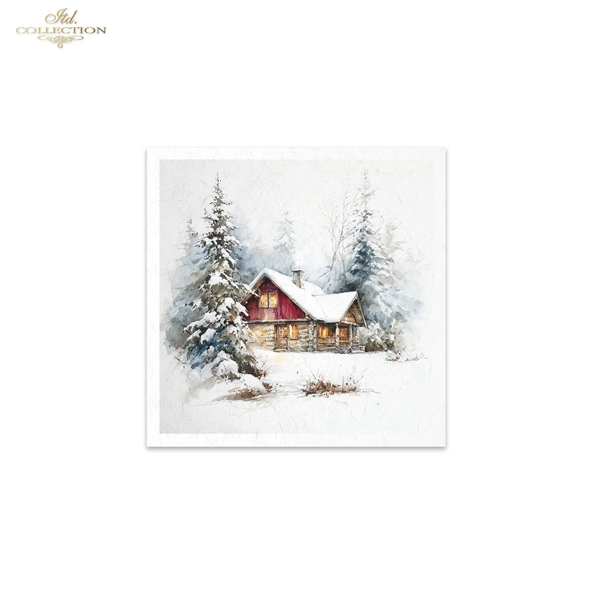 ITD Collection Rice Paper Mini Set | Decoupage, Mixed Media, Christmas Winter, Forest, Cabin Scenes, 6 Sheets 5.8 x 5.8 inches