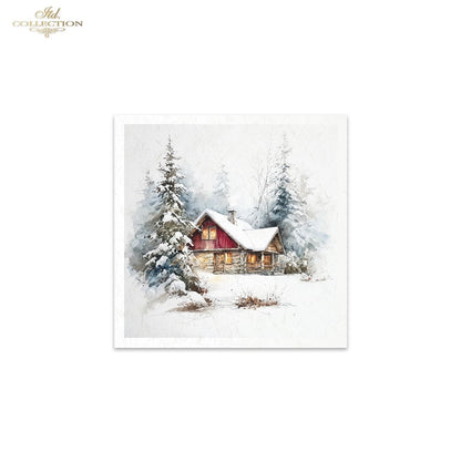 ITD Collection Rice Paper Mini Set | Decoupage, Mixed Media, Christmas Winter, Forest, Cabin Scenes, 6 Sheets 5.8 x 5.8 inches