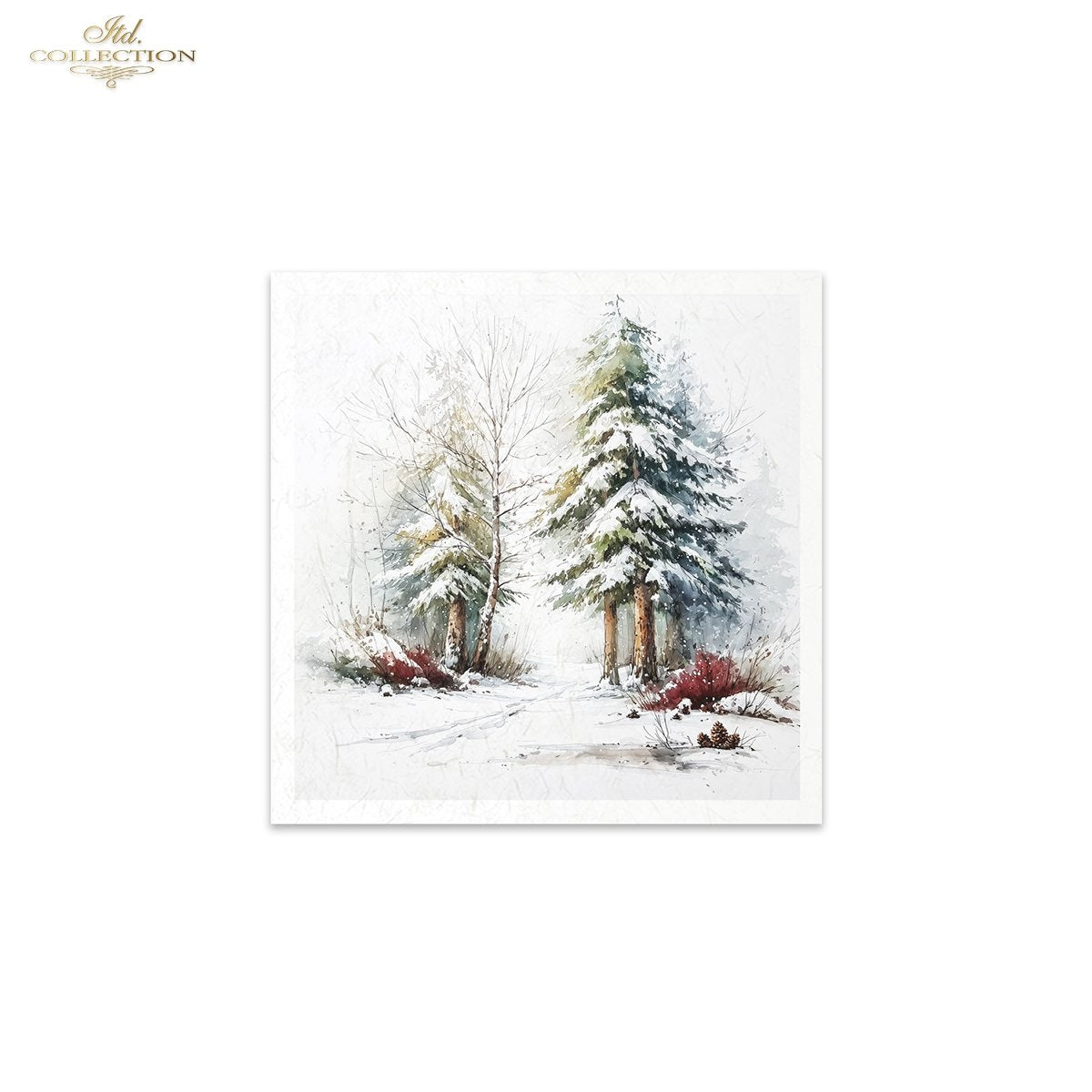 ITD Collection Rice Paper Mini Set | Decoupage, Mixed Media, Christmas Winter, Forest, Cabin Scenes, 6 Sheets 5.8 x 5.8 inches
