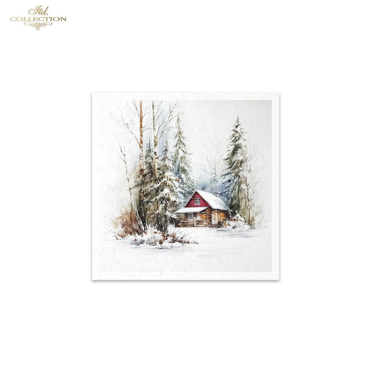 ITD Collection Rice Paper Mini Set | Decoupage, Mixed Media, Christmas Winter, Forest, Cabin Scenes, 6 Sheets 5.8 x 5.8 inches