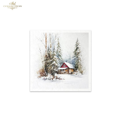 ITD Collection Rice Paper Mini Set | Decoupage, Mixed Media, Christmas Winter, Forest, Cabin Scenes, 6 Sheets 5.8 x 5.8 inches