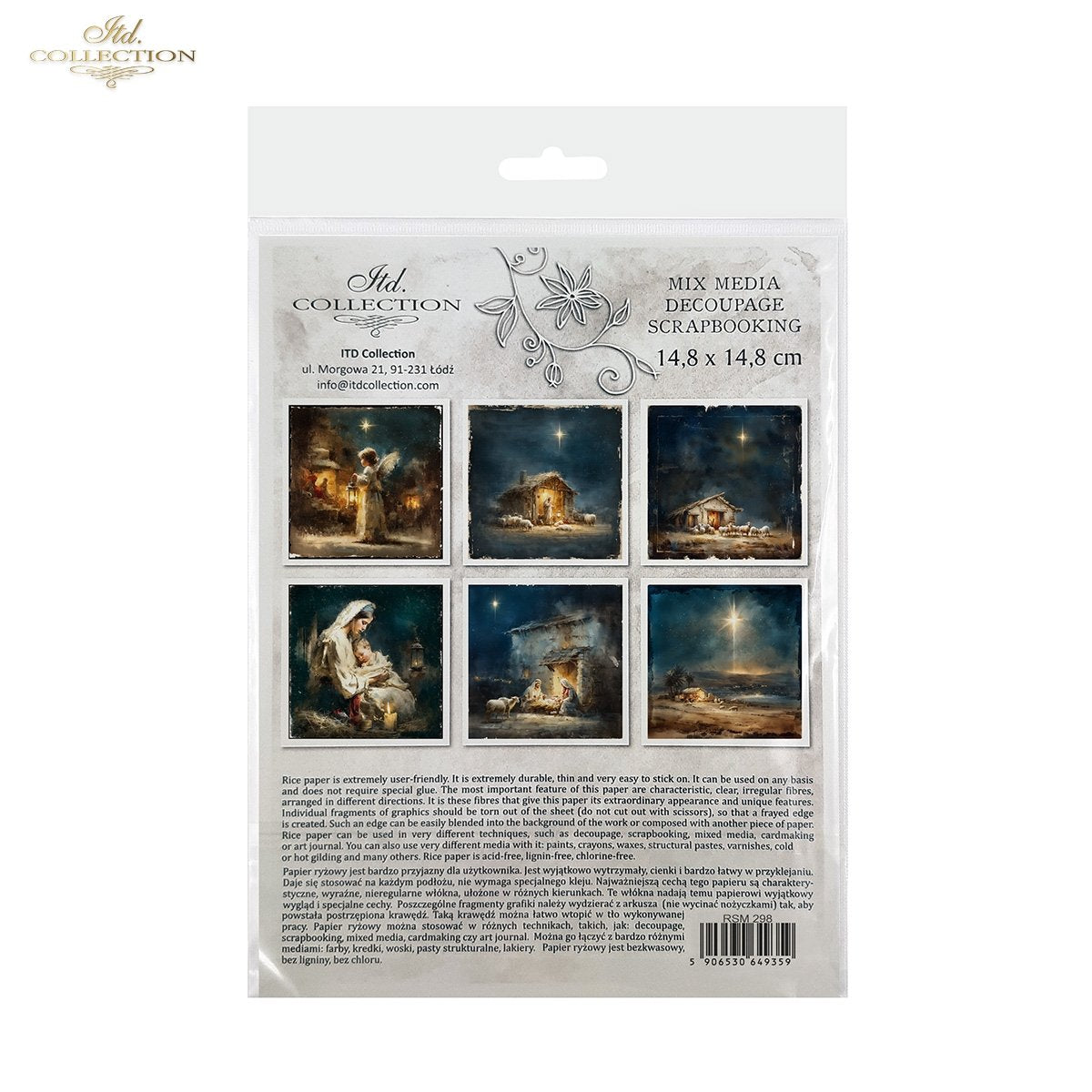 ITD Collection Rice Paper Mini Set | Decoupage, Mixed Media, Christmas Nativity, Angel Scenes, 6 Sheets 5.8 x 5.8 inches