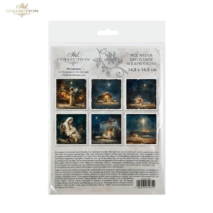 ITD Collection Rice Paper Mini Set | Decoupage, Mixed Media, Christmas Nativity, Angel Scenes, 6 Sheets 5.8 x 5.8 inches