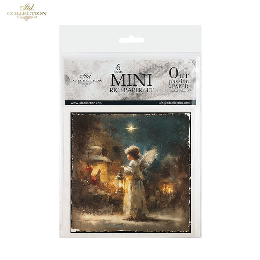 ITD Collection Rice Paper Mini Set | Decoupage, Mixed Media, Christmas Nativity, Angel Scenes, 6 Sheets 5.8 x 5.8 inches