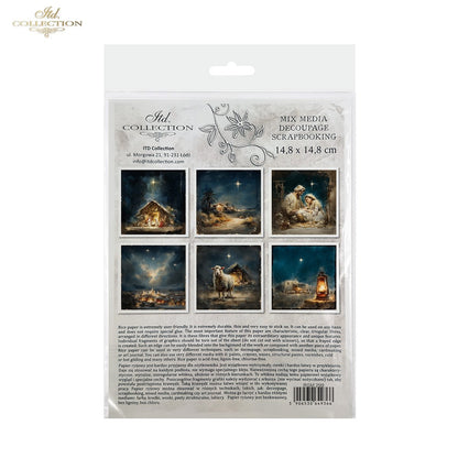 ITD Collection Rice Paper Mini Set | Decoupage, Mixed Media, Christmas Nativity Scenes, 6 Sheets 5.8 x 5.8 inches