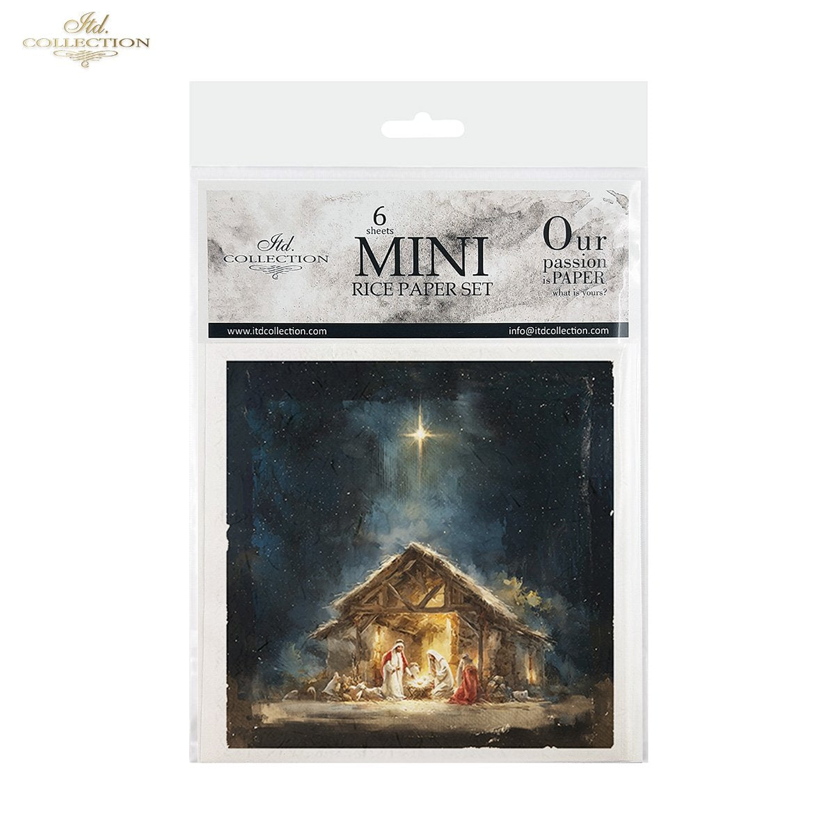 ITD Collection Rice Paper Mini Set | Decoupage, Mixed Media, Christmas Nativity Scenes, 6 Sheets 5.8 x 5.8 inches