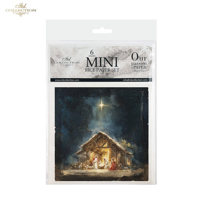ITD Collection Rice Paper Mini Set | Decoupage, Mixed Media, Christmas Nativity Scenes, 6 Sheets 5.8 x 5.8 inches