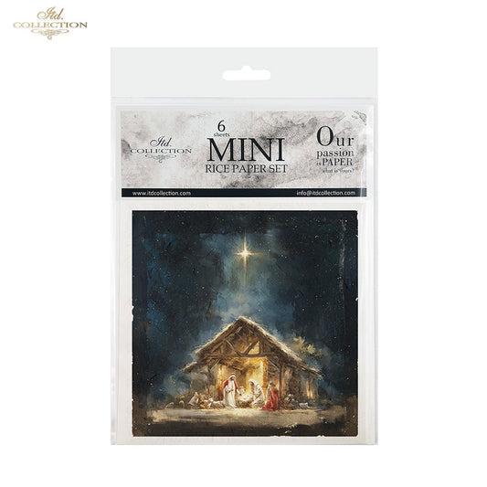 ITD Collection Rice Paper Mini Set | Decoupage, Mixed Media, Christmas Nativity Scenes, 6 Sheets 5.8 x 5.8 inches