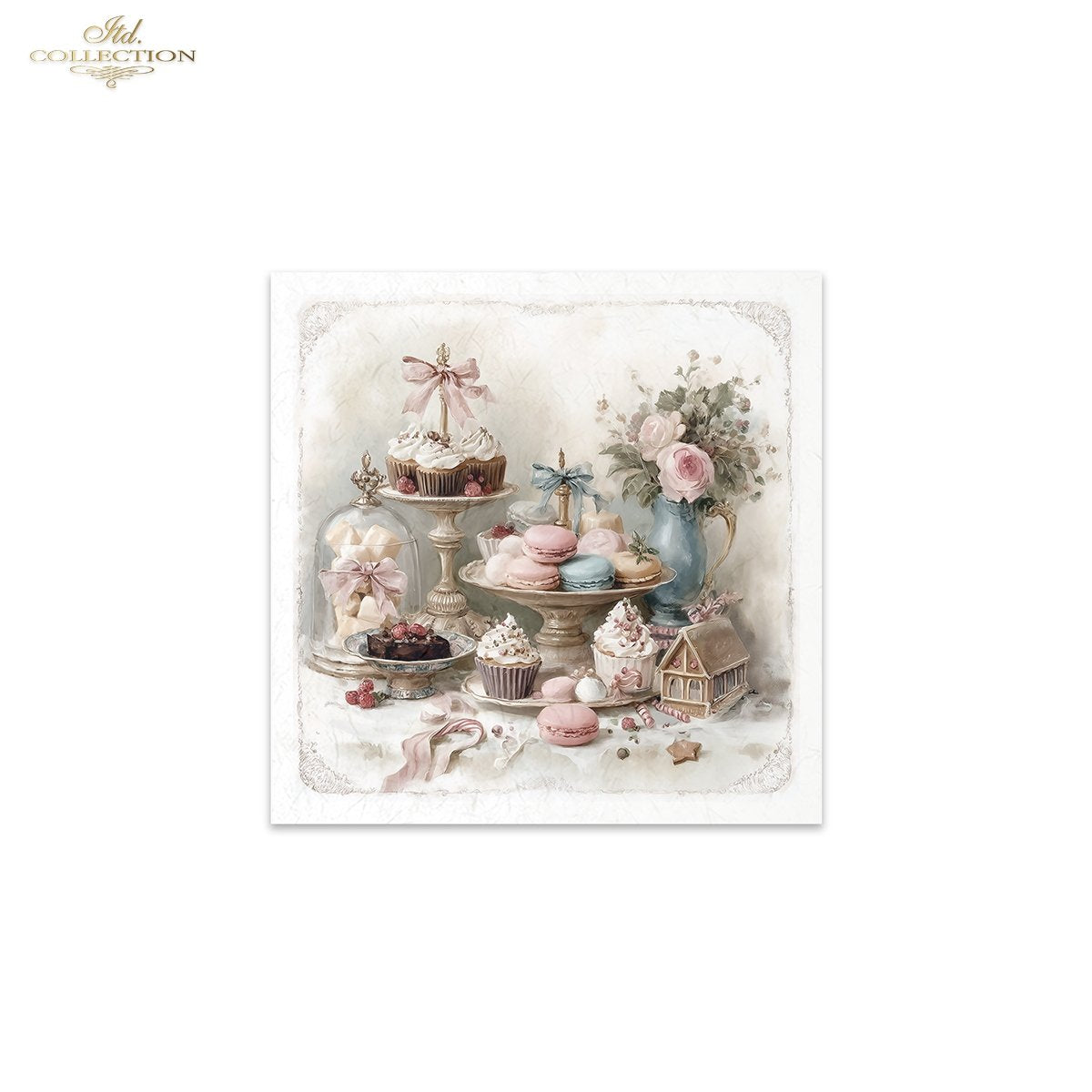 ITD Collection Rice Paper Mini Set | Decoupage, Mixed Media, Watercolor Christmas Winter  Sweets, Cupcakes, 6 Sheets 5.8 x 5.8 inches