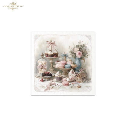 ITD Collection Rice Paper Mini Set | Decoupage, Mixed Media, Watercolor Christmas Winter  Sweets, Cupcakes, 6 Sheets 5.8 x 5.8 inches