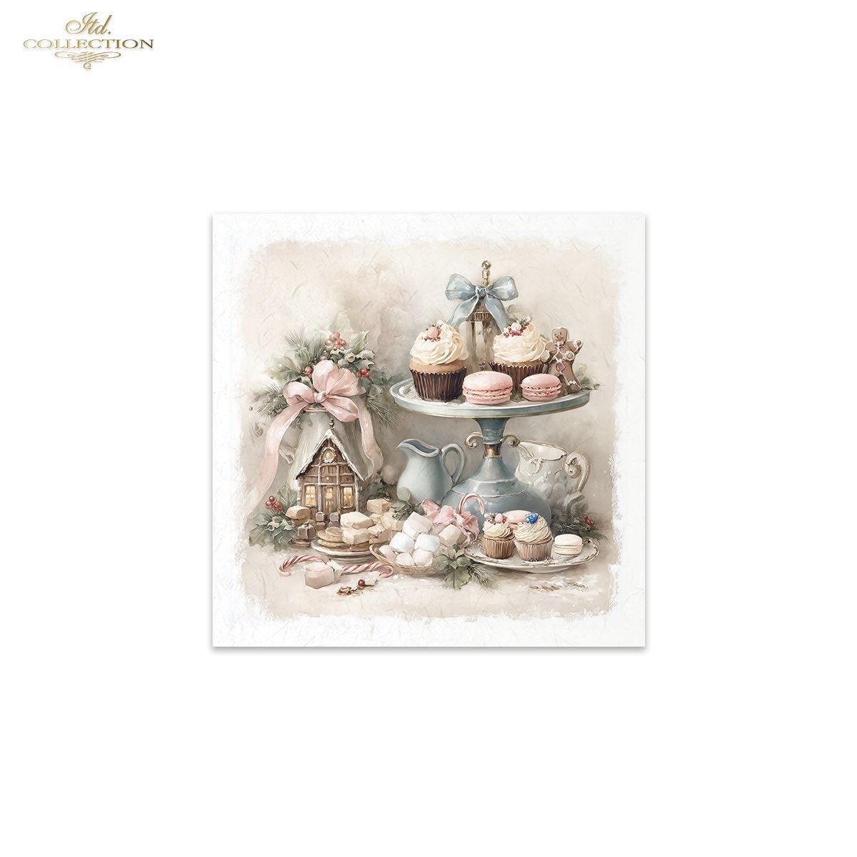 ITD Collection Rice Paper Mini Set | Decoupage, Mixed Media, Watercolor Christmas Winter  Sweets, Cupcakes, 6 Sheets 5.8 x 5.8 inches