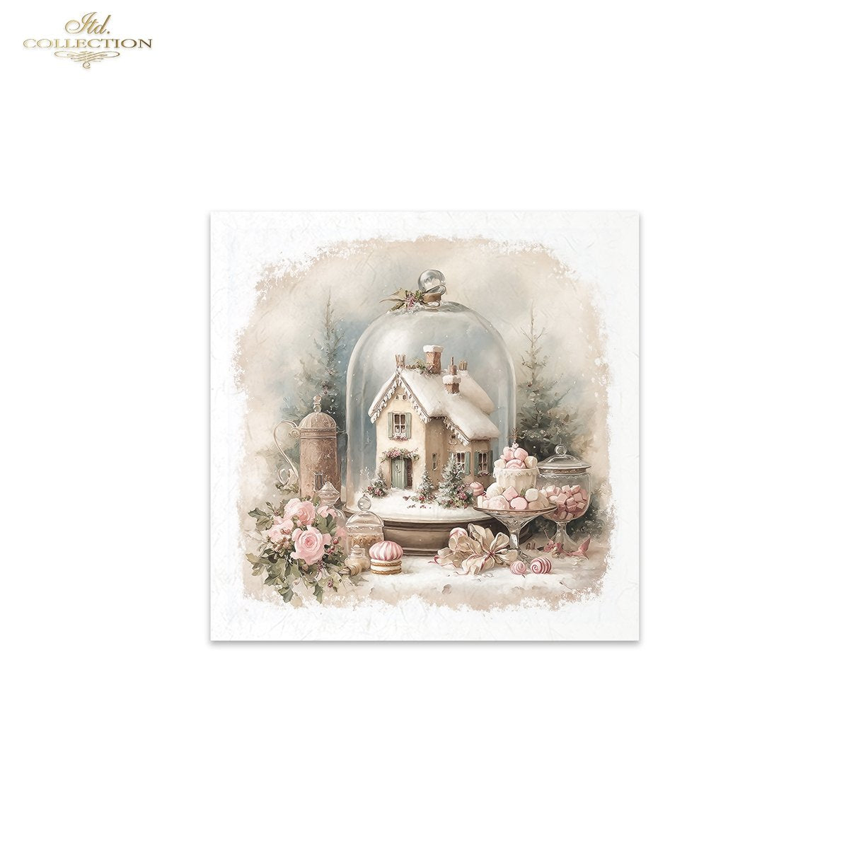 ITD Collection Rice Paper Mini Set | Decoupage, Mixed Media, Watercolor Christmas Winter  Sweets, Cupcakes, 6 Sheets 5.8 x 5.8 inches