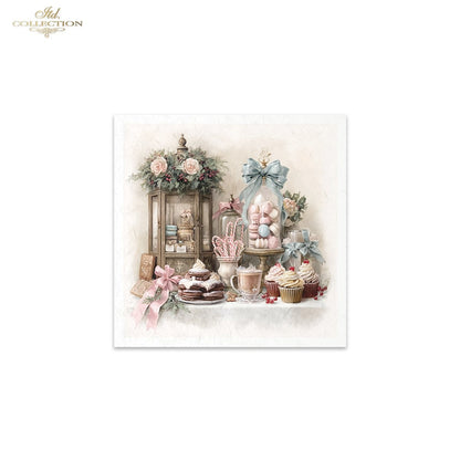 ITD Collection Rice Paper Mini Set | Decoupage, Mixed Media, Watercolor Christmas Winter  Sweets, Cupcakes, 6 Sheets 5.8 x 5.8 inches