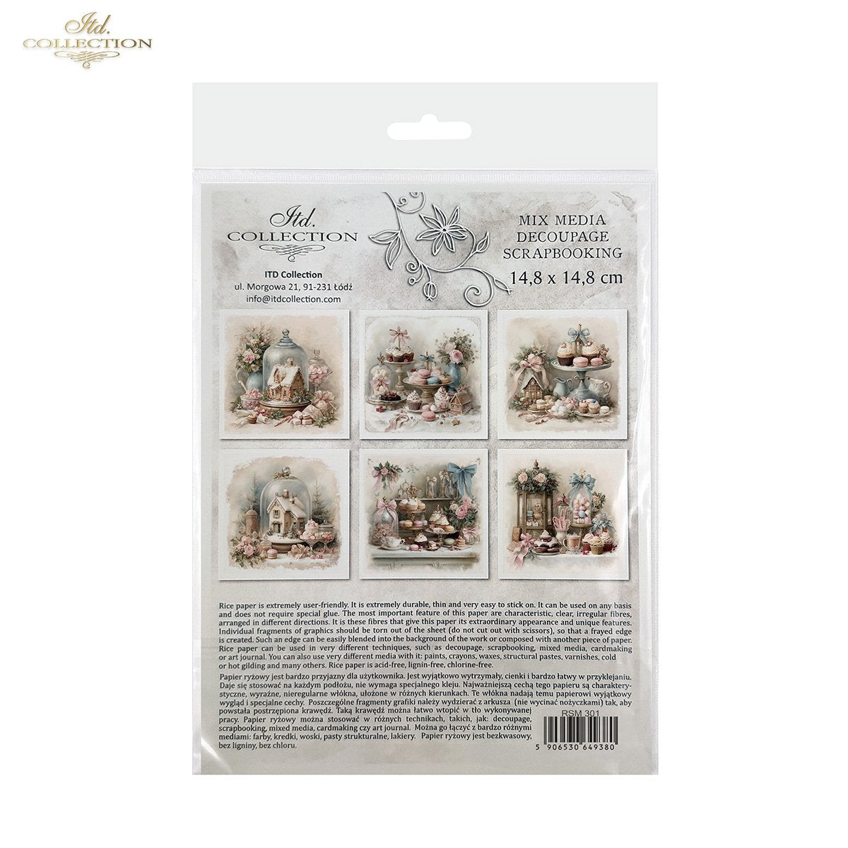 ITD Collection Rice Paper Mini Set | Decoupage, Mixed Media, Watercolor Christmas Winter  Sweets, Cupcakes, 6 Sheets 5.8 x 5.8 inches
