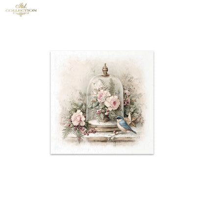 ITD Collection Rice Paper Mini Set | Decoupage, Mixed Media, Watercolor Birds, Flowers, 6 Sheets 5.8 x 5.8 inches
