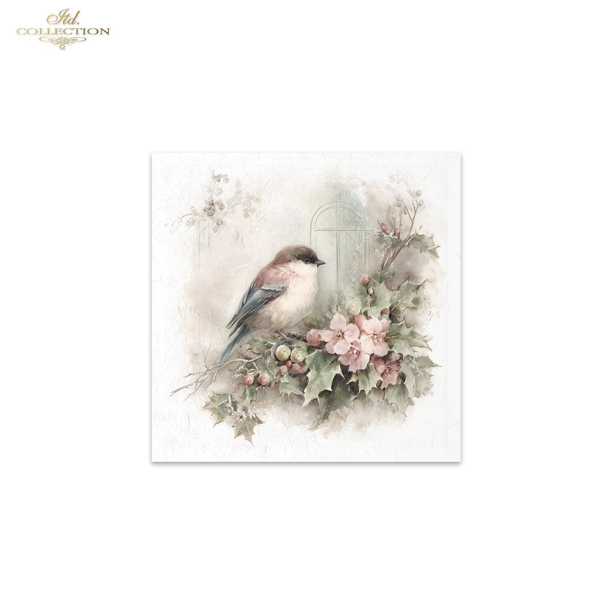 ITD Collection Rice Paper Mini Set | Decoupage, Mixed Media, Watercolor Birds, Flowers, 6 Sheets 5.8 x 5.8 inches
