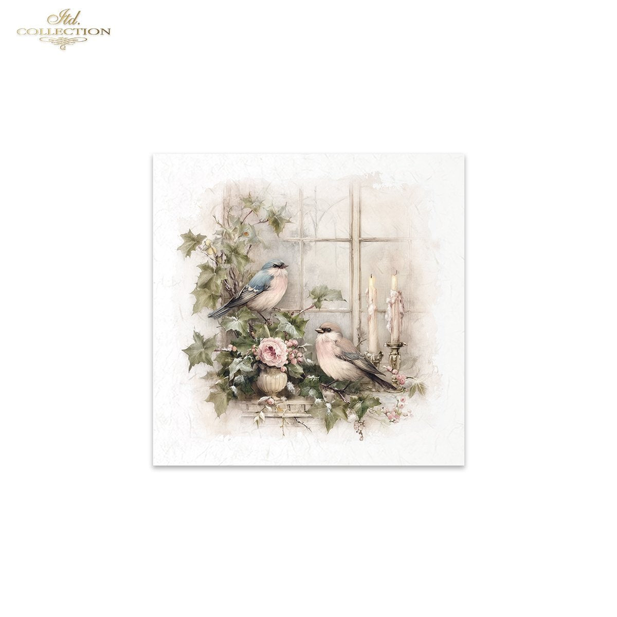 ITD Collection Rice Paper Mini Set | Decoupage, Mixed Media, Watercolor Birds, Flowers, 6 Sheets 5.8 x 5.8 inches