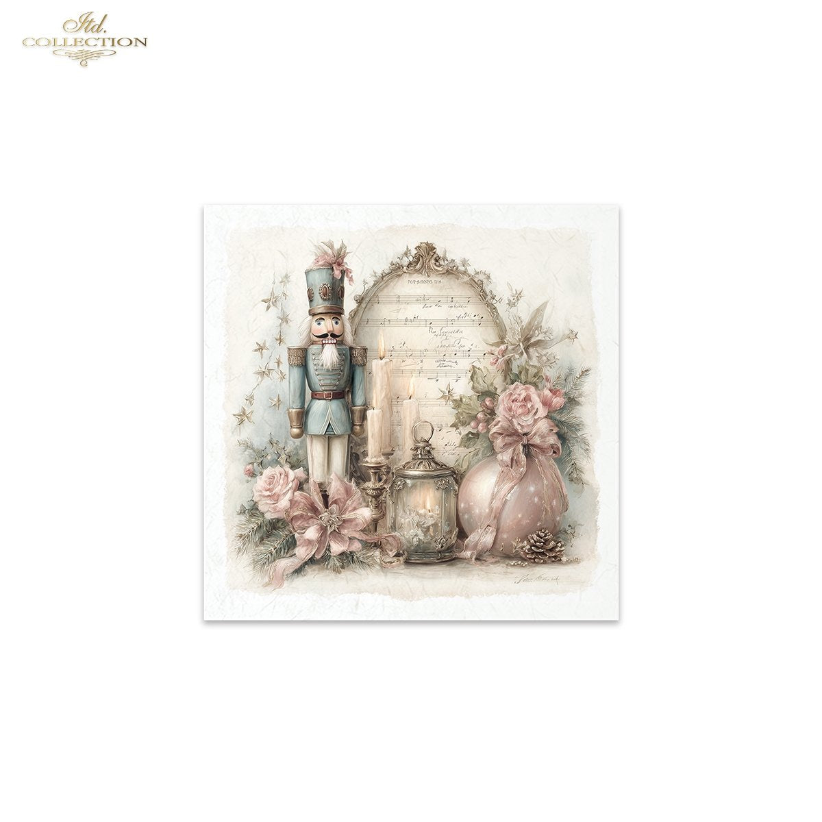 IITD Collection Rice Paper Mini Set | Decoupage, Mixed Media, Watercolor Christmas Retro Decorations, 6 Sheets 5.8 x 5.8 inches