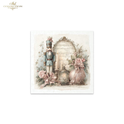 IITD Collection Rice Paper Mini Set | Decoupage, Mixed Media, Watercolor Christmas Retro Decorations, 6 Sheets 5.8 x 5.8 inches