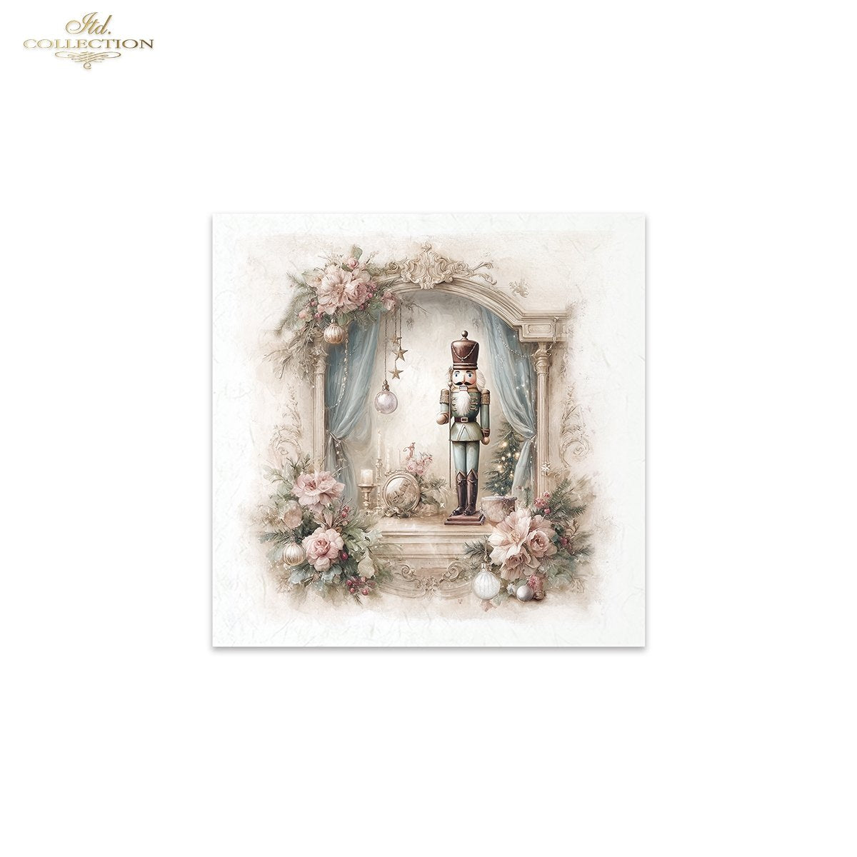 IITD Collection Rice Paper Mini Set | Decoupage, Mixed Media, Watercolor Christmas Retro Decorations, 6 Sheets 5.8 x 5.8 inches