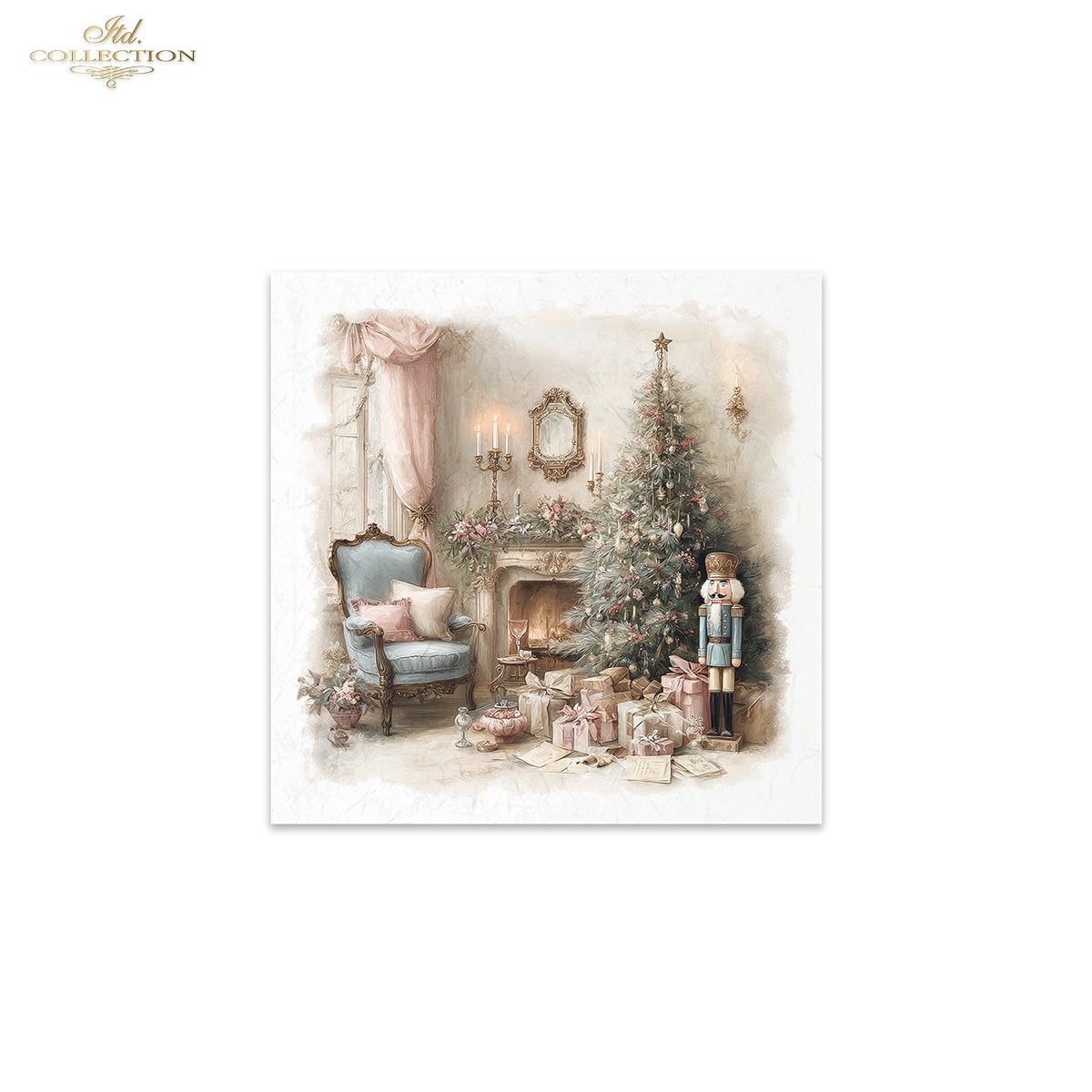 IITD Collection Rice Paper Mini Set | Decoupage, Mixed Media, Watercolor Christmas Retro Decorations, 6 Sheets 5.8 x 5.8 inches
