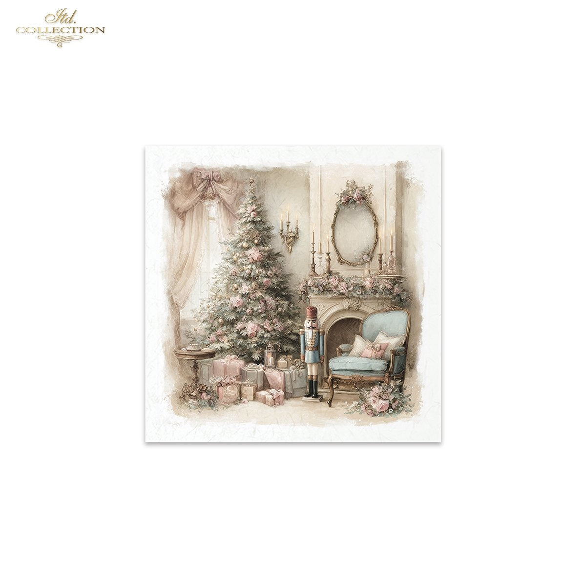 IITD Collection Rice Paper Mini Set | Decoupage, Mixed Media, Watercolor Christmas Retro Decorations, 6 Sheets 5.8 x 5.8 inches