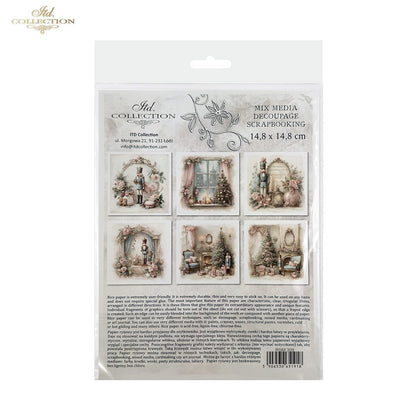 IITD Collection Rice Paper Mini Set | Decoupage, Mixed Media, Watercolor Christmas Retro Decorations, 6 Sheets 5.8 x 5.8 inches